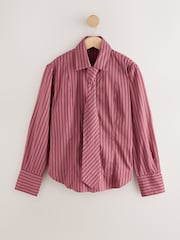 Borgonha/Cor-de-rosa Listrado - Camisa de manga comprida com gravata removível - Imagem 5 de 7