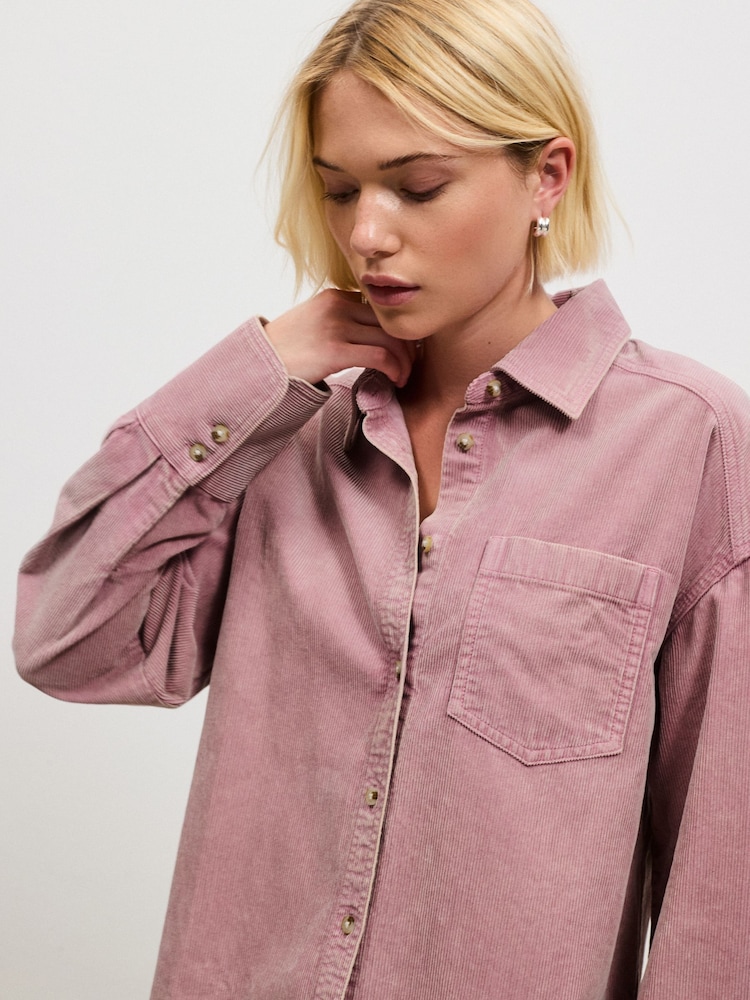 Rose Pink Washed Corduroy Shirt - Image 1 of 7
