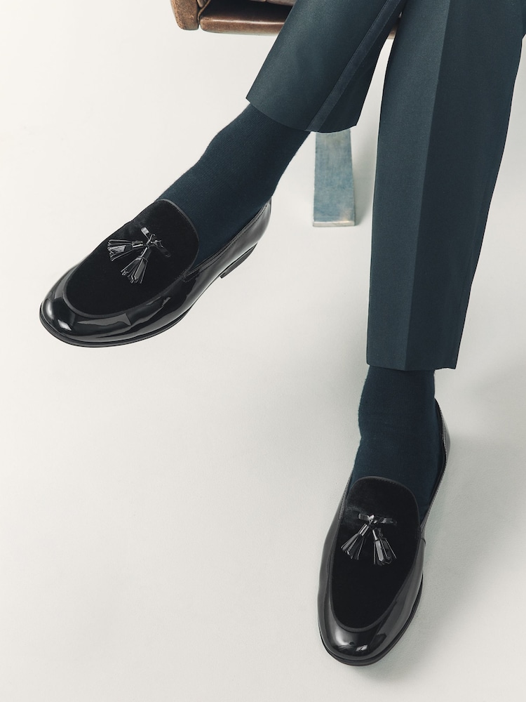 Black Patent & Velvet Loafer - Image 2 of 7 Black Patent & Velvet Loafer - Image 2 of 7