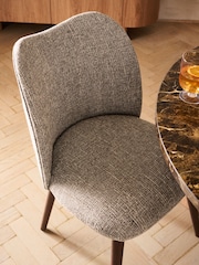 Set of 2 Tailored Boucle Weave Dark Natural Very Dark Wood Nomad Dining Chairs - Image 2 of 8