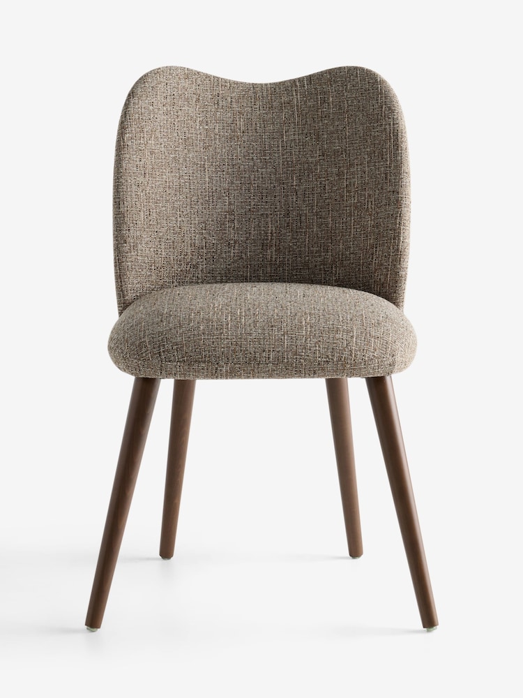 Set of 2 Tailored Boucle Weave Dark Natural Very Dark Wood Nomad Dining Chairs - Image 2 of 8 Set of 2 Tailored Boucle Weave Dark Natural Very Dark Wood Nomad Dining Chairs - Image 2 of 8