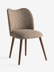 Set of 2 Tailored Boucle Weave Dark Natural Very Dark Wood Nomad Dining Chairs - Image 5 of 8
