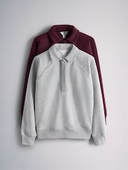 The Set 2 Pack Rugby Sweatshirts Berry Pink/Grey Marl - Image 2 of 11