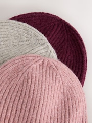 Pink/Grey/Burgundy - Beanies 3 Pack (1-16yrs) - Bild 5 von 6