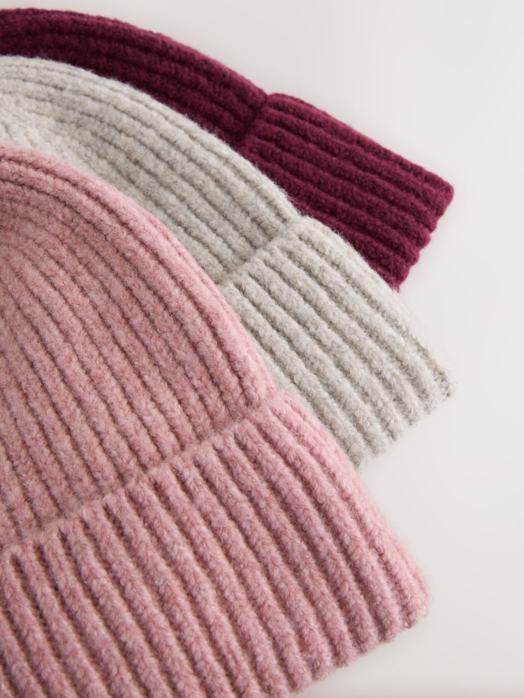 Pink/Grey/Burgundy Beanies 3 Pack (1-16yrs) - Image 6 of 6 Pink/Grey/Burgundy Beanies 3 Pack (1-16yrs) - Image 6 of 6