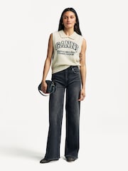 Sasha Distressed Wide Leg Cotton Jeans - Image 2 of 6