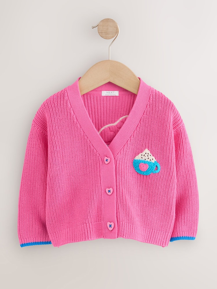Pink Hot Chocolate V-Neck Cardigan (3mths-7yrs) - Image 1 of 4