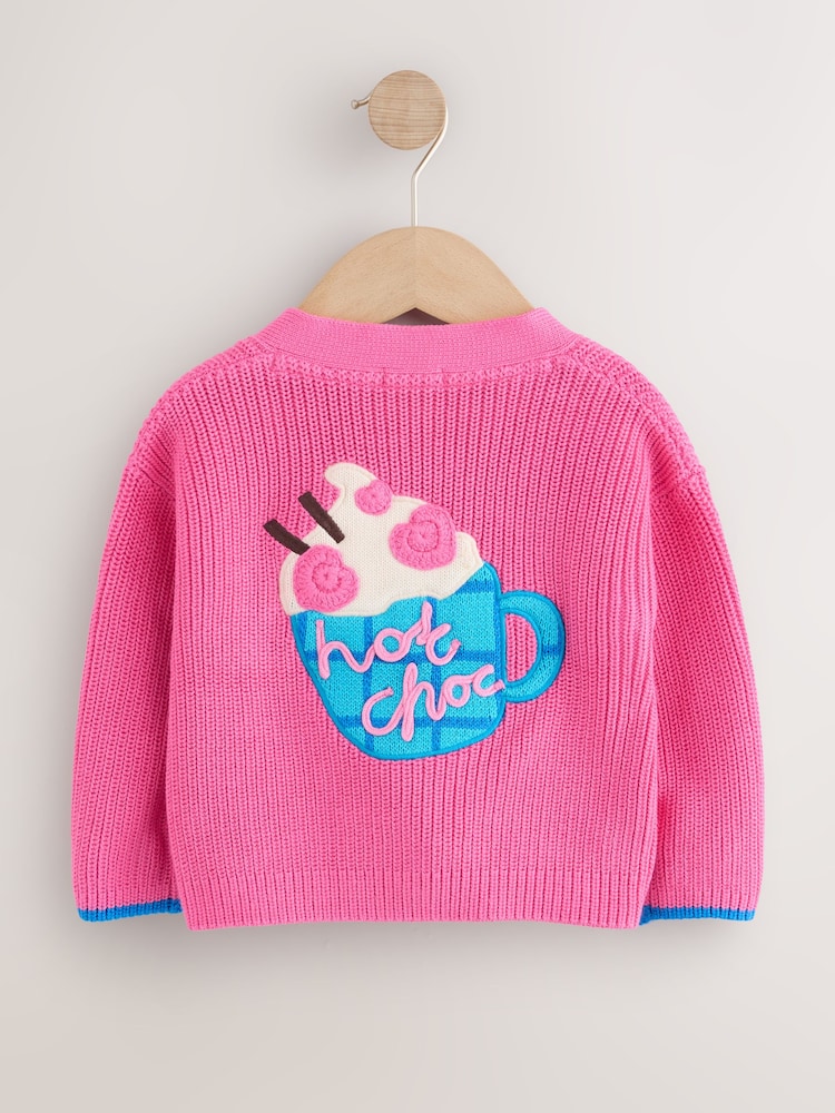 Pink Hot Chocolate V-Neck Cardigan (3mths-7yrs) - Image 2 of 4