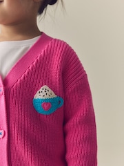 Pink Hot Chocolate V-Neck Cardigan (3mths-7yrs) - Image 5 of 9