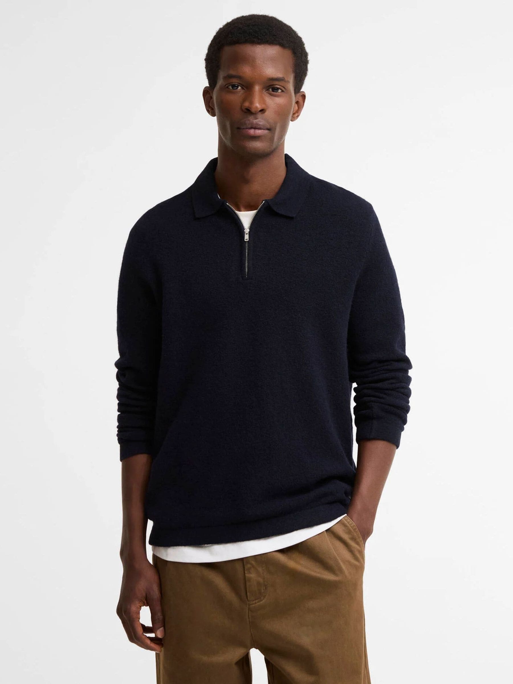 Barbour Men's Blue Bearsted Knitted Zip Jumper - Image 1