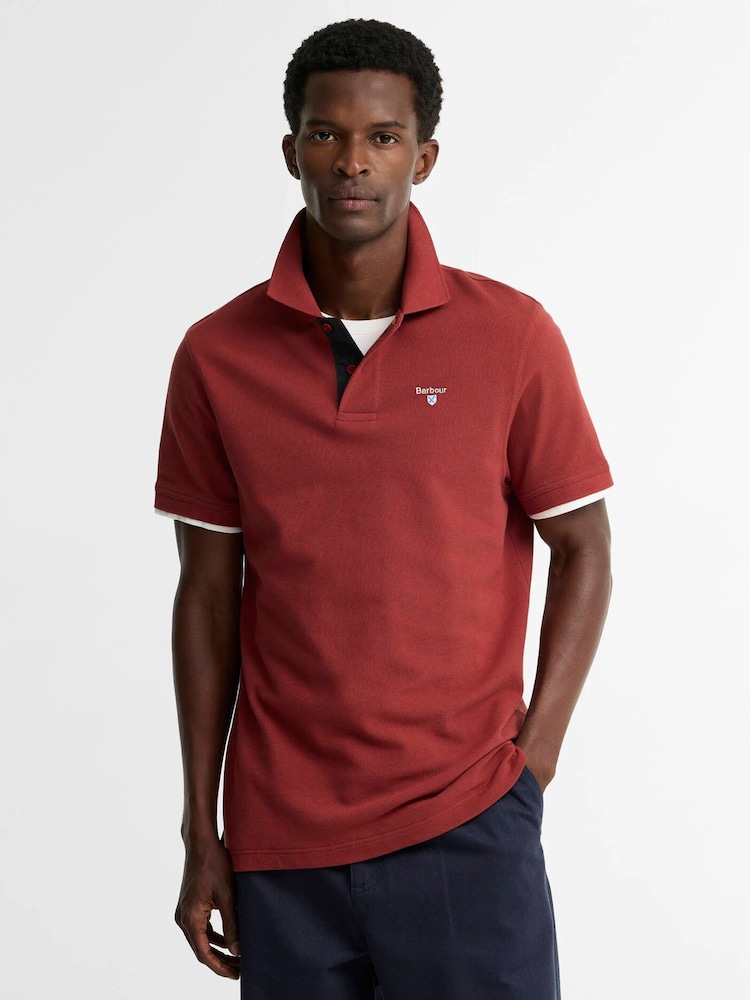 Barbour® Brown Short Sleeve Pique Polo Shirt - Image 1 of 5 Barbour® Brown Short Sleeve Pique Polo Shirt - Image 1 of 5