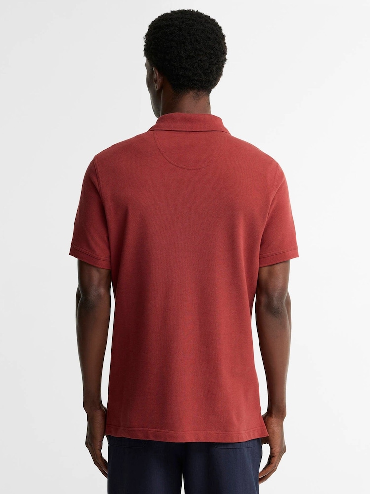 Barbour® Brown Short Sleeve Pique Polo Shirt - Image 2 of 5 Barbour® Brown Short Sleeve Pique Polo Shirt - Image 2 of 5