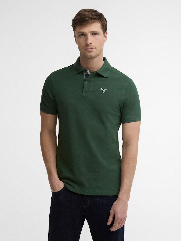 Barbour® Dark Green Short Sleeve Classic Polo Shirt - Image 1 of 5