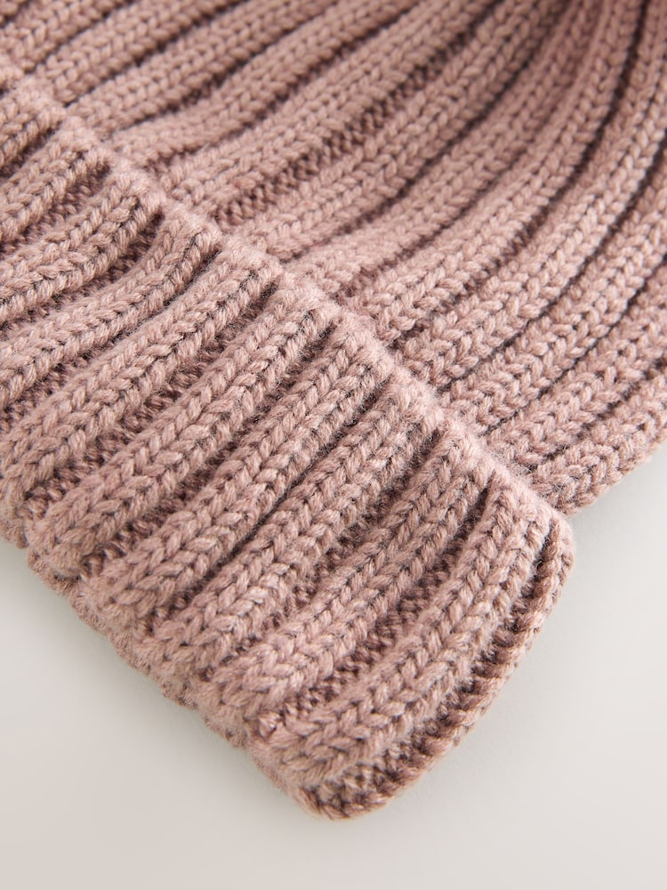 Mink Brown Rib Pom Beanie (3mths-16yrs) - Image 3 of 3 Mink Brown Rib Pom Beanie (3mths-16yrs) - Image 3 of 3