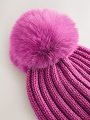 Bright Pink Rib Pom Beanie (3mths-16yrs) - Image 2 of 3