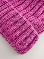Bright Pink Rib Pom Beanie (3mths-16yrs) - Image 3 of 3