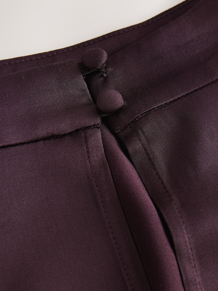Wine Satin Short Sleeve Top - Image 7 of 7