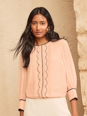 Rosa durazno - Blusa con detalle festoneado en las mangas Love & Roses 3/4 - Imagen 1 de 4