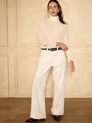 Ecru Textured Funnel Neck Long Sleeve Top - Image 2 of 5