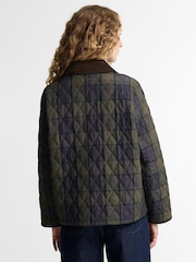 Barbour® Blue Tartan Reimagined Icons Tartan Cropped Liddesdale Quilted Jacket - Image 3 of 5