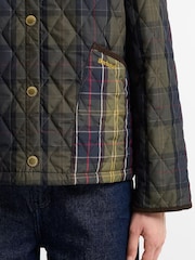 Barbour® Blue Tartan Reimagined Icons Tartan Cropped Liddesdale Quilted Jacket - Image 4 of 5