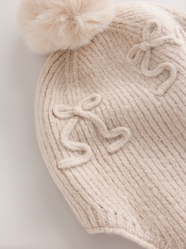 Champagne Gold Bow Trapper Hat (3mths-13yrs) - Image 2 of 3 Champagne Gold Bow Trapper Hat (3mths-13yrs) - Image 2 of 3