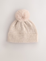 Mink Sequin Pom Beanie Hat (3mths-16yrs) - Image 1 of 3