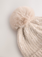 Mink Sequin Pom Beanie Hat (3mths-16yrs) - Image 2 of 3