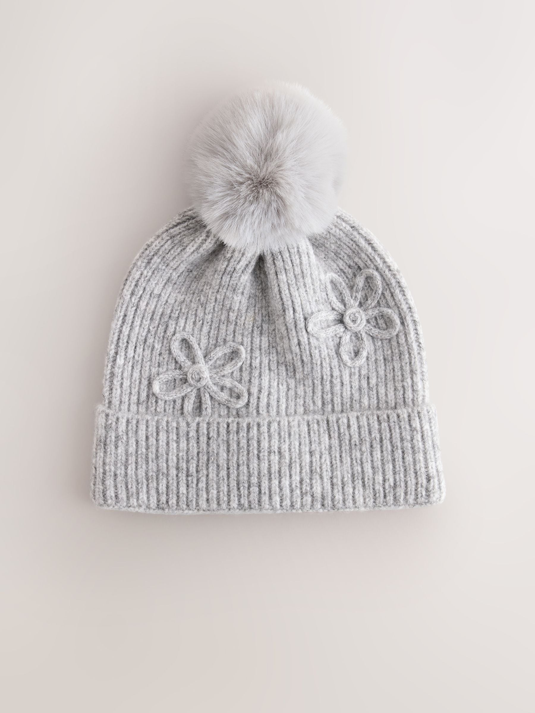 Buy Grey Pom Flower Beanie (1-16yrs) from the Next UK online shop