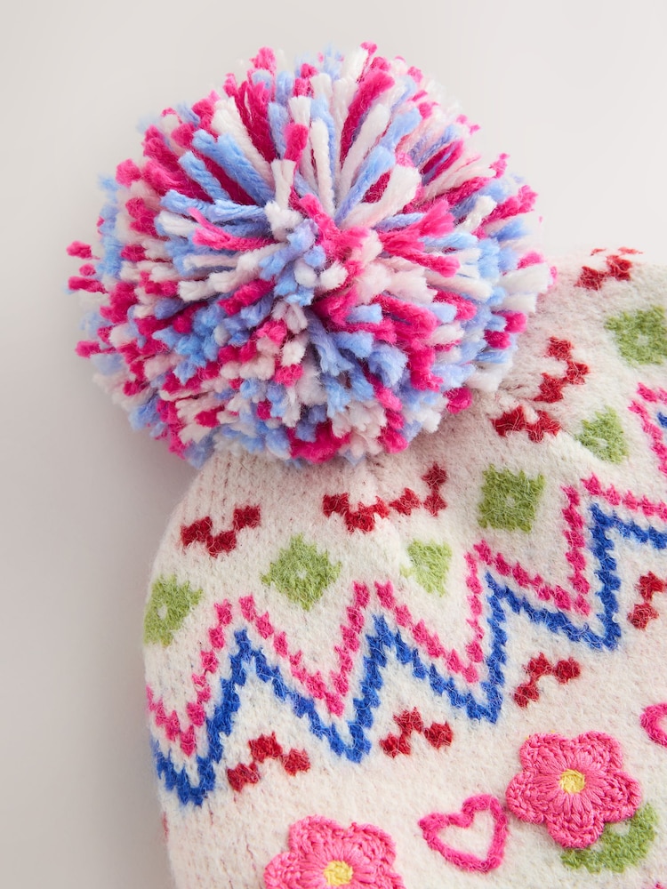 Pink Flower Trapper Hat (3mths-13yrs) - Image 2 of 3 Pink Flower Trapper Hat (3mths-13yrs) - Image 2 of 3