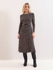Phase Eight Black Mia Stripe Dress - Image 2 of 7