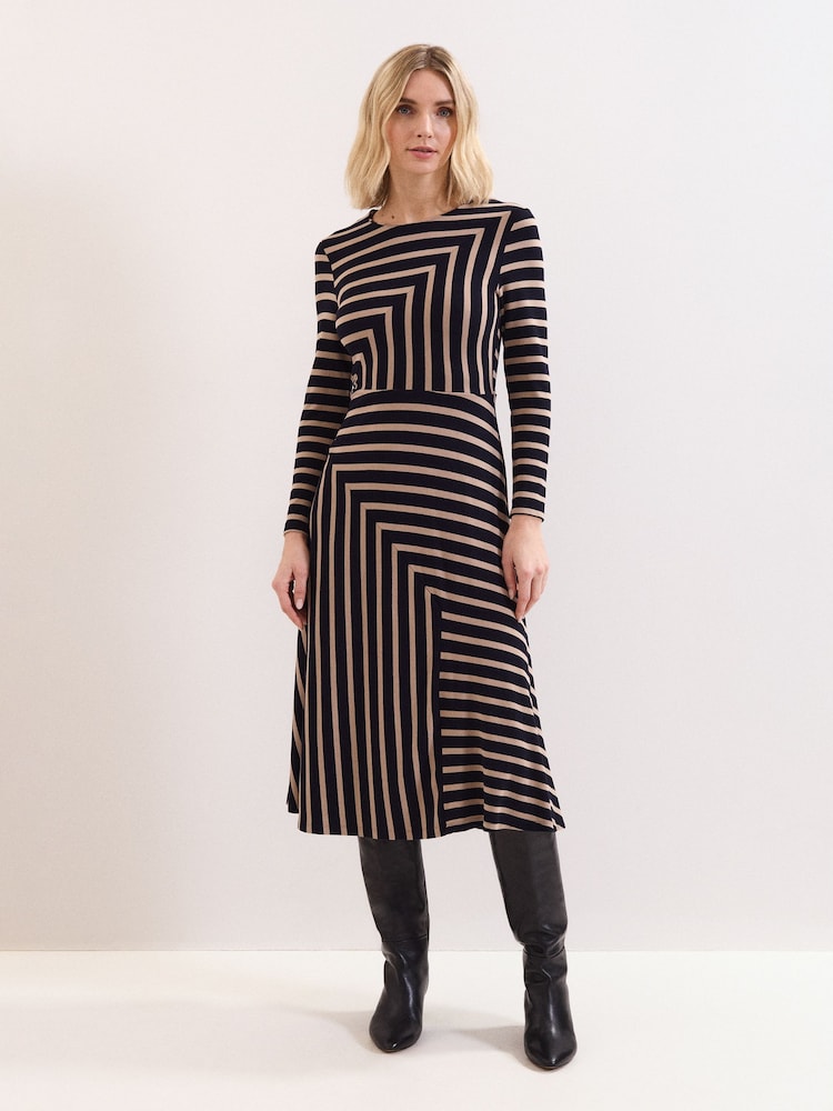 Phase Eight Black Mia Stripe Dress - Image 2 of 7