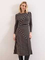 Phase Eight Black Mia Stripe Dress - Image 4 of 7