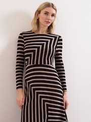 Phase Eight Black Mia Stripe Dress - Image 5 of 7