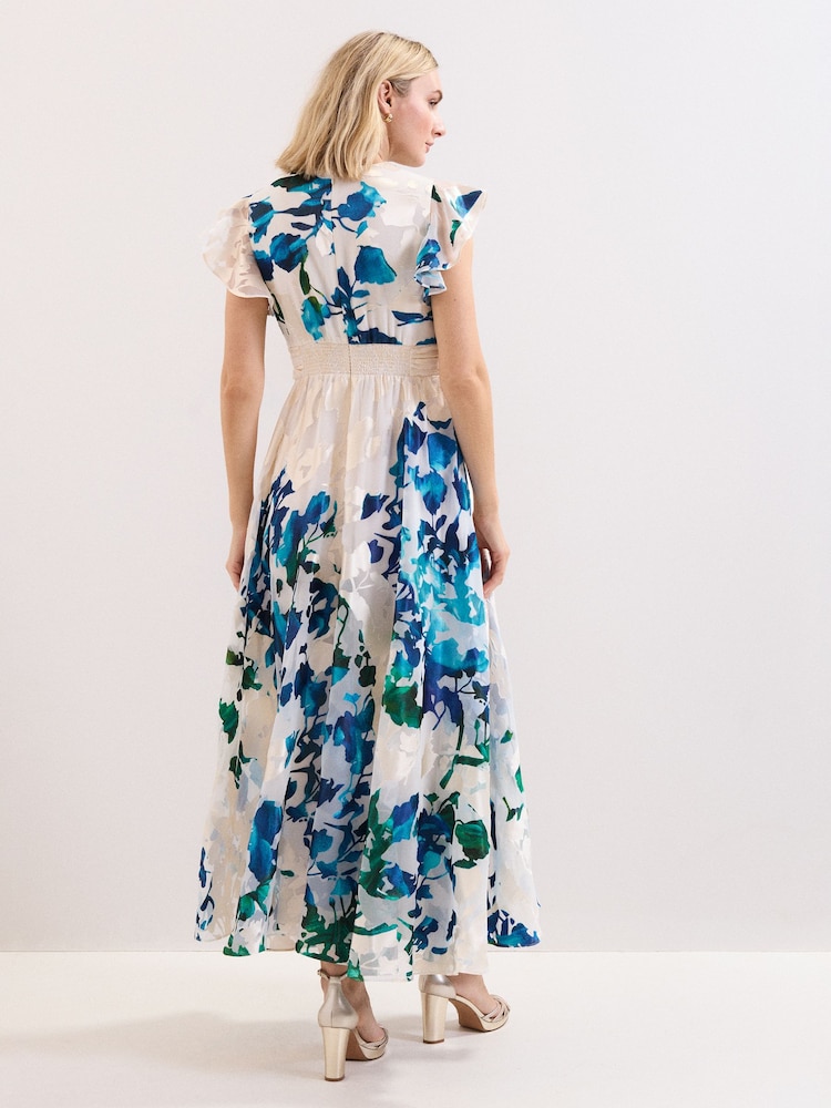 Phase Eight Blue Liana Burnout Dress - Image 2 of 7