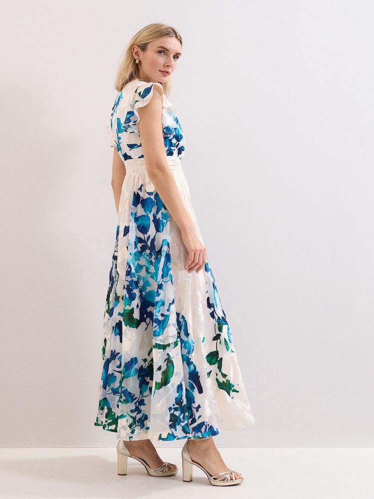Phase Eight Blue Liana Burnout Dress - Image 7 of 7
