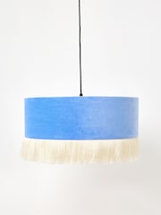 Oliver Bonas Blue Ero Velvet Tassel Pendant Lamp Shade - Image 1 of 4