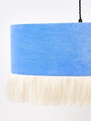 Oliver Bonas Blue Ero Velvet Tassel Pendant Lamp Shade - Image 4 of 4