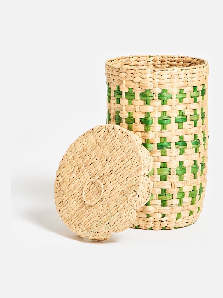 Oliver Bonas Blue Cross Weave Laundry Basket - Image 2 of 5 Oliver Bonas Blue Cross Weave Laundry Basket - Image 2 of 5