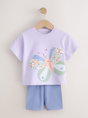 Mariposa morado lila - Conjunto de top y pantalones cortos (3 meses-7 años) - Imagen 1 de 5