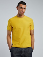 BOSS Yellow Thompson Regular Fit Textured T-Shirt - Image 1 of 5