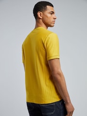 BOSS Yellow Thompson Regular Fit Textured T-Shirt - Image 3 of 5