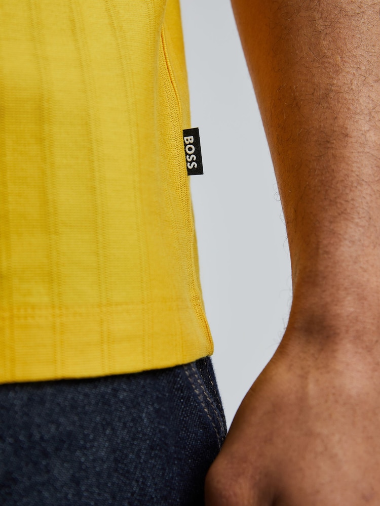 BOSS Yellow Thompson Regular Fit Textured T-Shirt - Image 5 of 5 BOSS Yellow Thompson Regular Fit Textured T-Shirt - Image 5 of 5