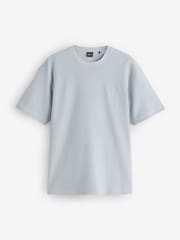 BOSS Grey Regular-Fit Ribbed Logo T-Shirt - Image 2 of 3