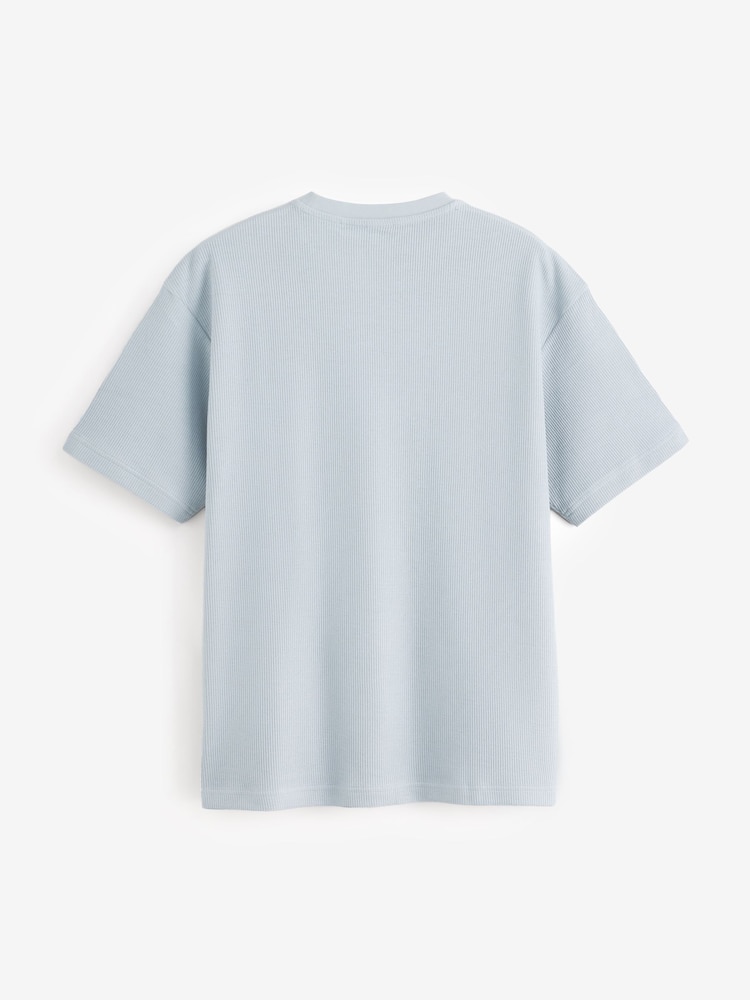 BOSS Grey Regular-Fit Ribbed Logo T-Shirt - Image 3 of 3 BOSS Grey Regular-Fit Ribbed Logo T-Shirt - Image 3 of 3