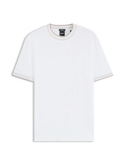 BOSS White Tessler Regular-Fit Tipped Detail T-Shirt - Image 1 of 1
