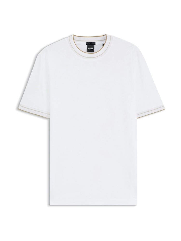 BOSS White Tessler Regular-Fit Tipped Detail T-Shirt - Image 1 of 1 BOSS White Tessler Regular-Fit Tipped Detail T-Shirt - Image 1 of 1