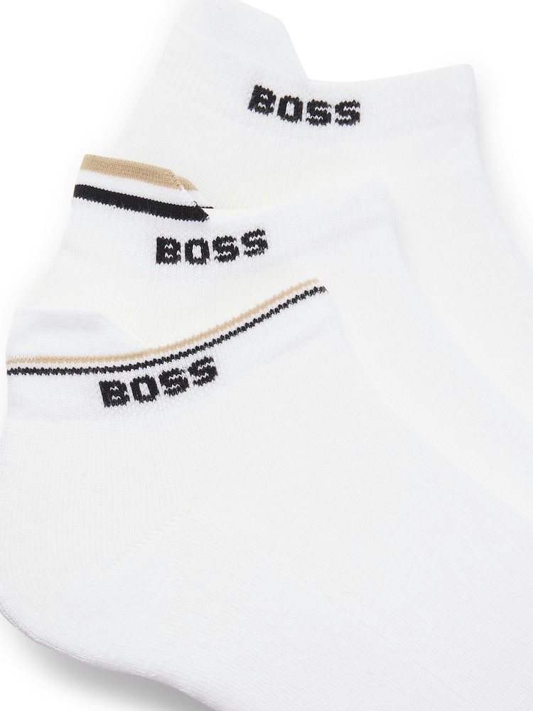 BOSS White Logo Ankle Socks 3 Pack - Image 3 of 3 BOSS White Logo Ankle Socks 3 Pack - Image 3 of 3