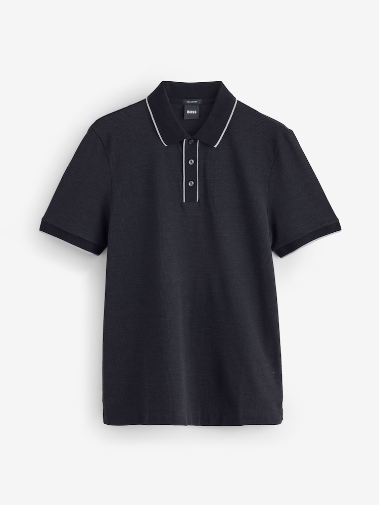 BOSS Black Regular Fit Parlay Tipped Placket Polo Shirt - Image 1 of 1 BOSS Black Regular Fit Parlay Tipped Placket Polo Shirt - Image 1 of 1