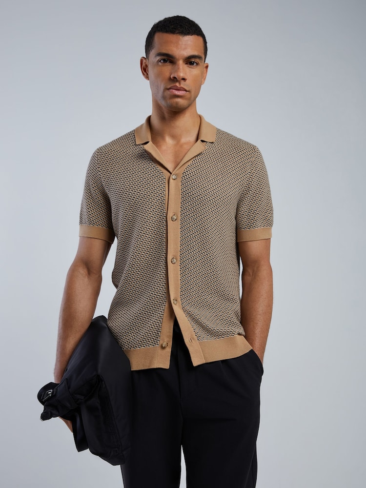 BOSS Natural Lomare Regular-Fit Knitted Shirt - Image 1 of 5 BOSS Natural Lomare Regular-Fit Knitted Shirt - Image 1 of 5